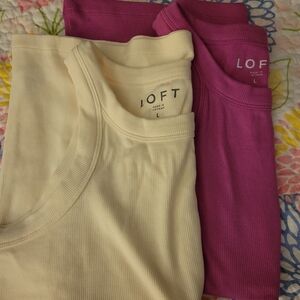 LOFT set of 4 ribbed tanks, size Large